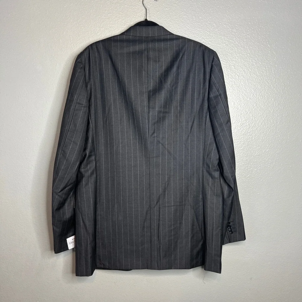 Trussini‎ Linea Nuova 46 XLong Gray Pinstripe Wool Suit Blazer Jacket Italy NEW